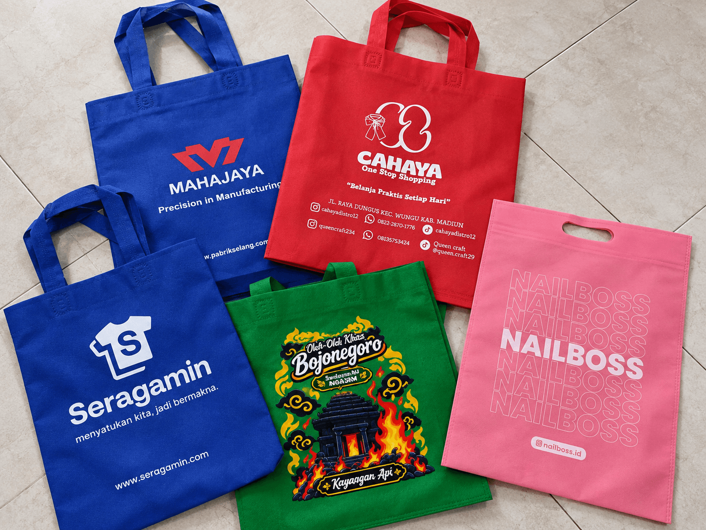 Custom printed corporate and UMKM tote bags